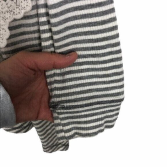 JOLT | Women's Grey & Cream Long Sleeves Pop-Over Style Stripe Hoodie Size Large - Picture 5 of 8